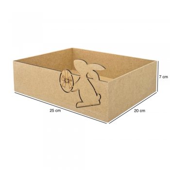 CESTA VAZADA 25X20X7 COELHO COM OVO