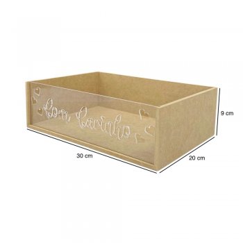 CESTA ACRILICO COM CARINHO 30X20X9